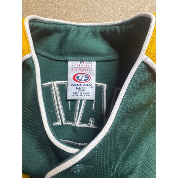 Kids Athletics Chavez #3 Baseball Jersey True Fan MLB Oakland Green Gold - Picture 2 of 9